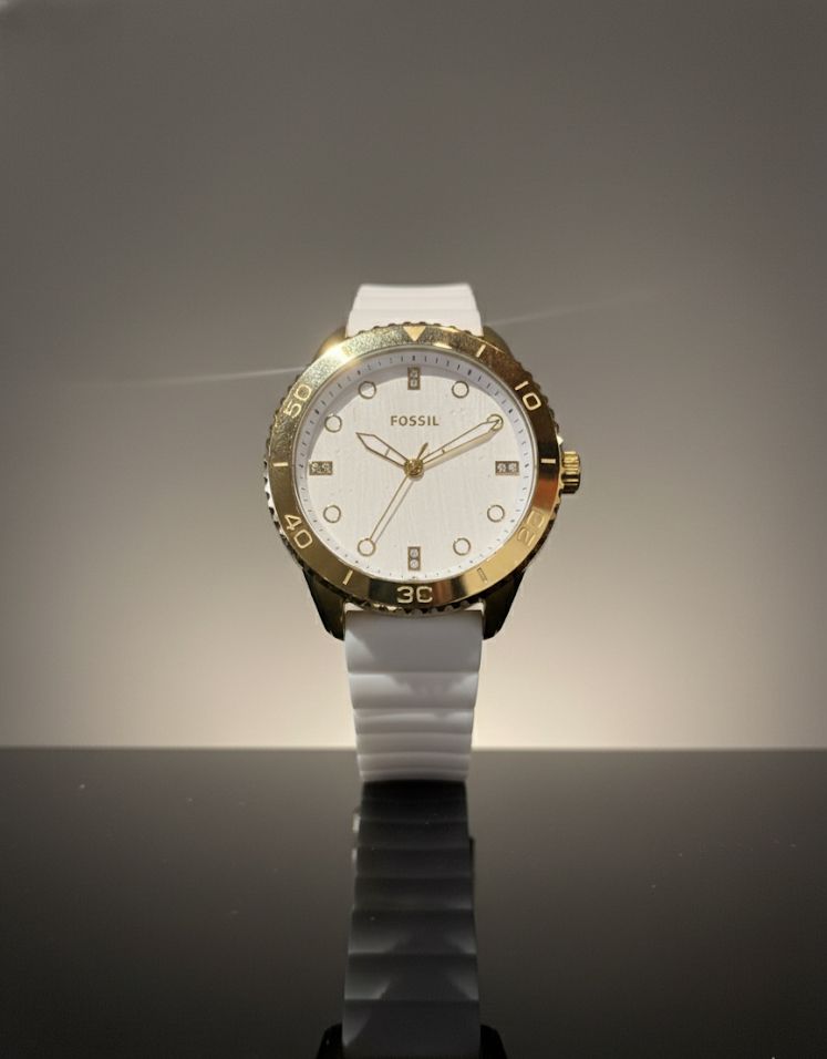 FOSSIL RELOJ DORADO-BLANCO MUJER