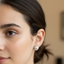 ARETES BLANCOS BORDE PLATA 10MM