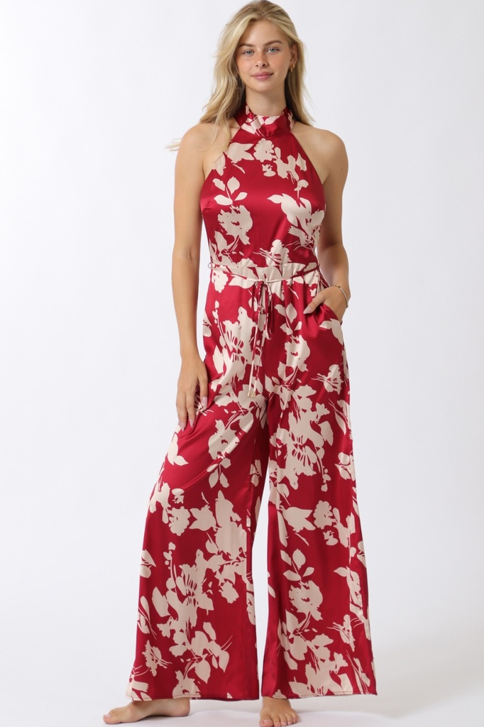 ZZ AAKAA JUMPSUIT OCRE FLRS BEIGE