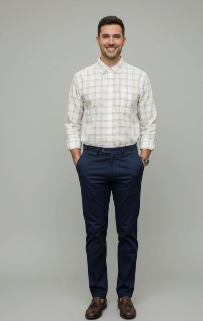 GAP CAMISA AMARILLO CUADROS BLANCO