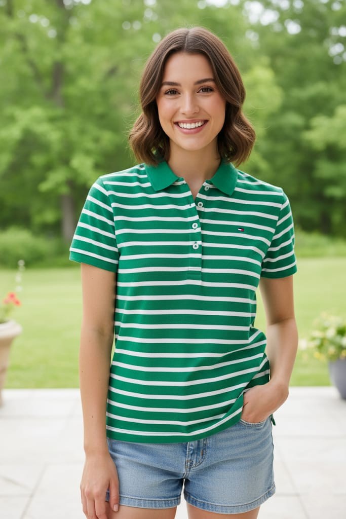 TOMMY CAMISETA VERDE-BLC. MUJER