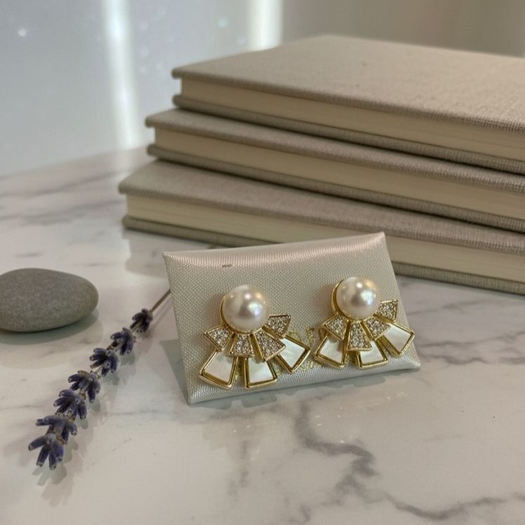 ARETES ENCHAPE DRD ABANICO PERLA