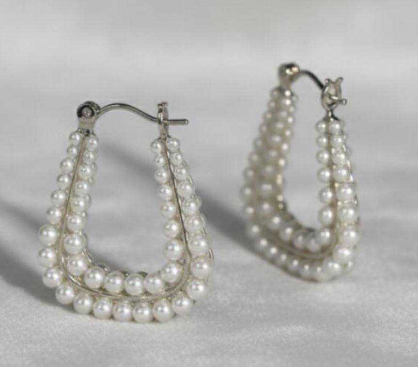 ARETES ENCHAPE CUADRADO PERLAS