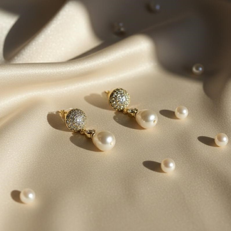 ARETES ENCHAPE DORADO-PERLA