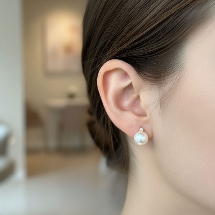 ARETES PERLA BLANCO ENCHAPE PEQU.