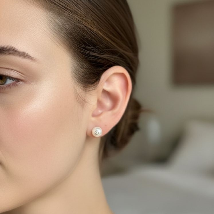 ARETES PERLA C/BRILLANTE 7MM