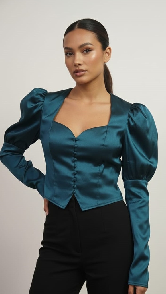 FIESTAR BLUSA DE SATIN VERDE