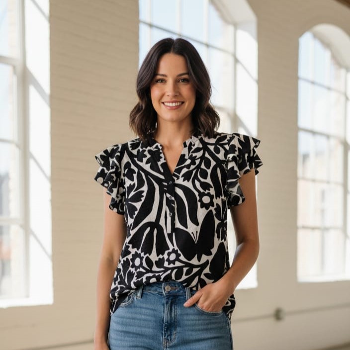 HOPE&HARLOW BLUSA NEGRO-BLANCO