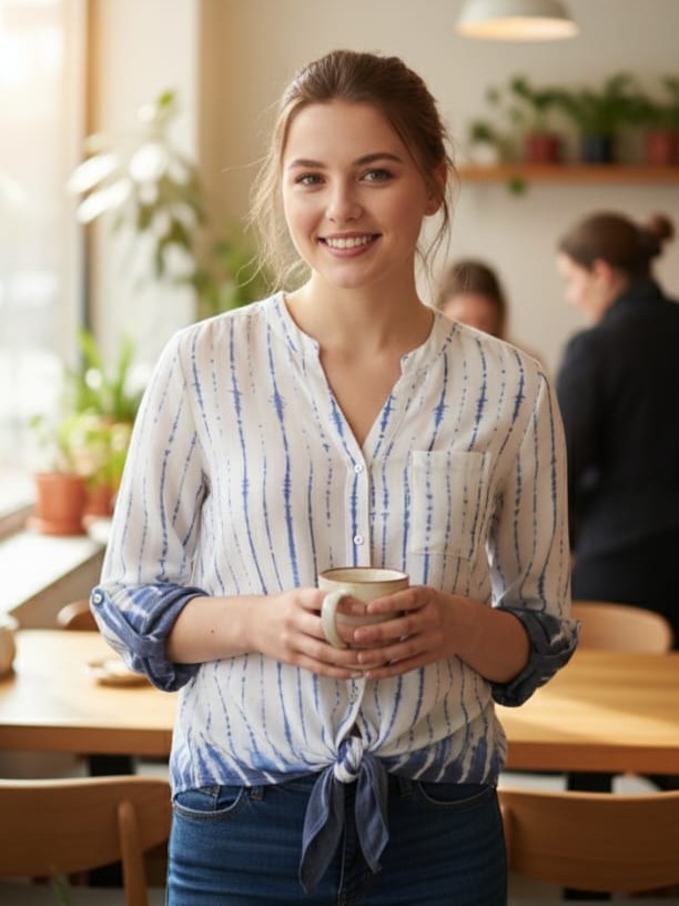 ZAC&RACHEL BLUSA BLANCO-AZUL MUJER