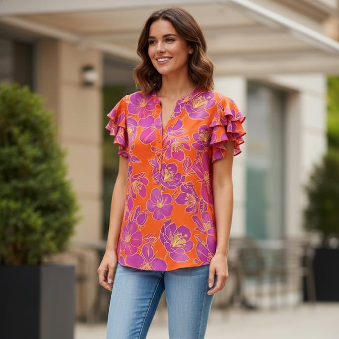 ZAC&RACHEL BLUSA NARANJA FLRS