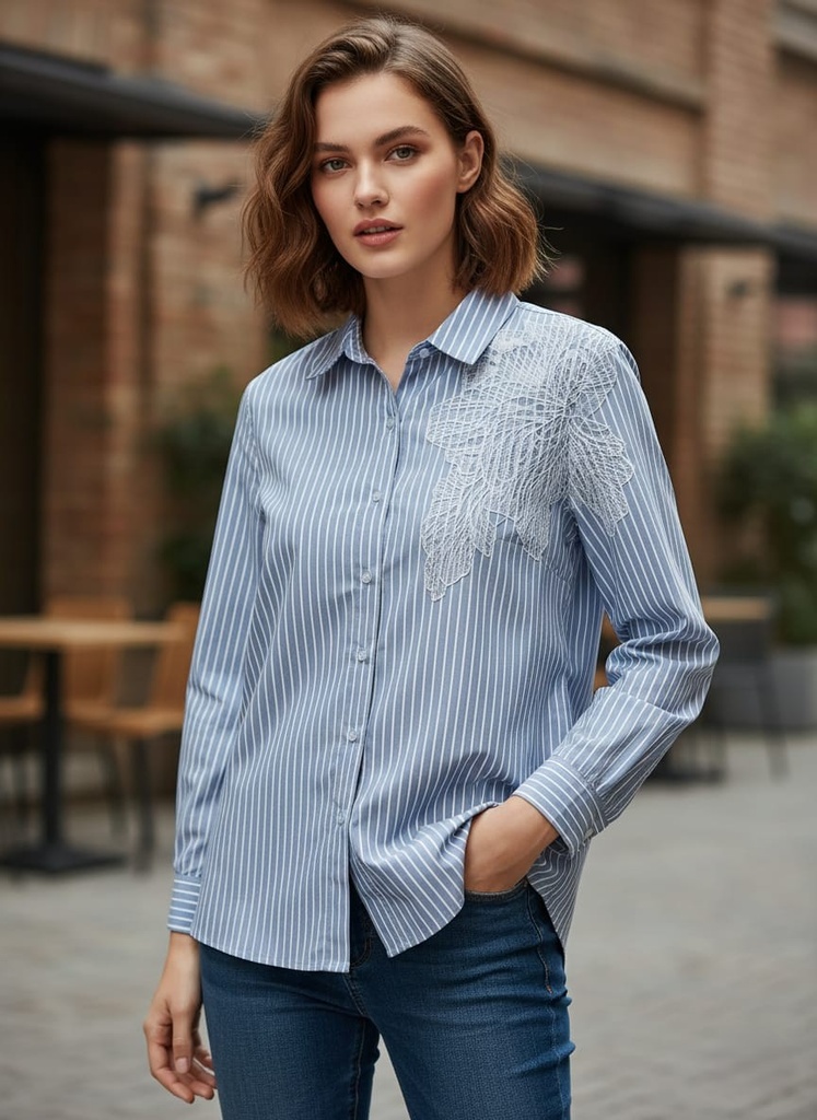 ZAC&RACHEL BLUSA CELESTE-BLC FLOR