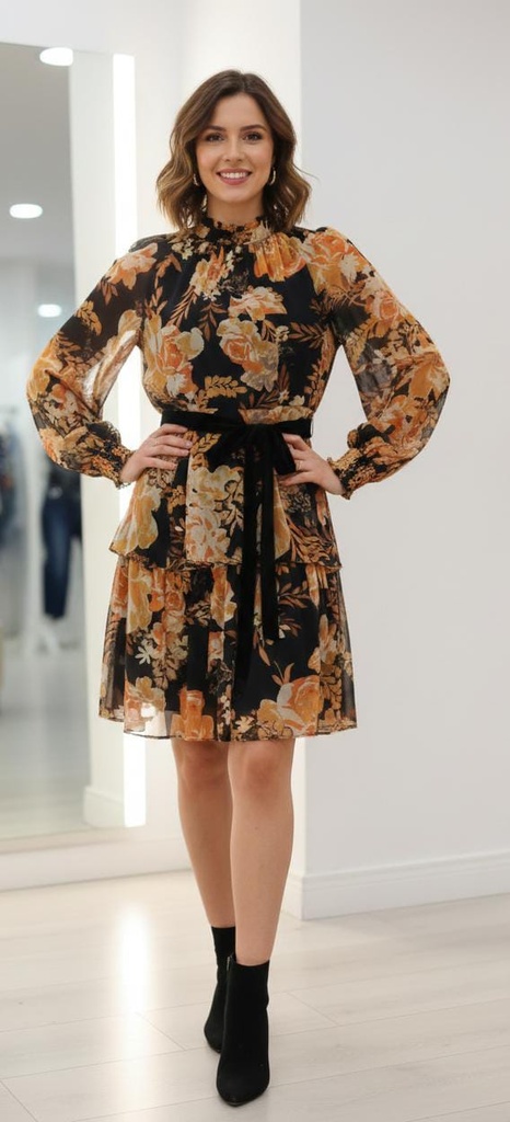 LAUNDRY VESTIDO MUJER NEGRO FLRS HU07D40