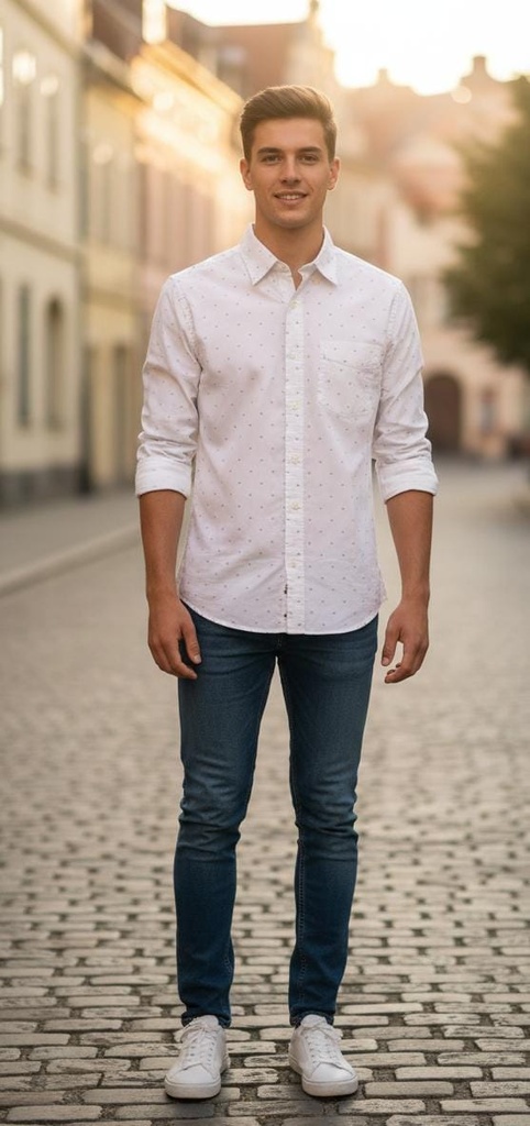 GAP CAMISA BLANCO PNTS AZUL 608541B