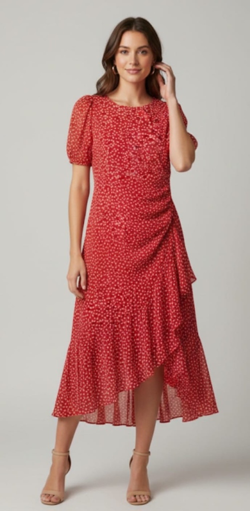 JULIA JORDAN VESTIDO ROJO PNTS BLC JJ39257