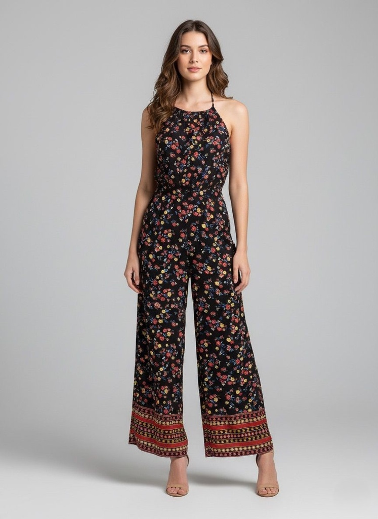 ACTIVE JUMPSUIT MUJER NEGRO FLORES P10295ASST