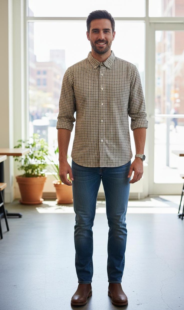 BANANA CAMISA CAFE CUADRI.NEGRO 763127