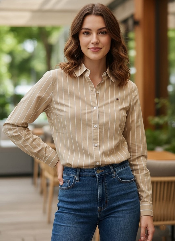 TOMMY CAMISA KAKHI-BLANCO MUJER 76J5205