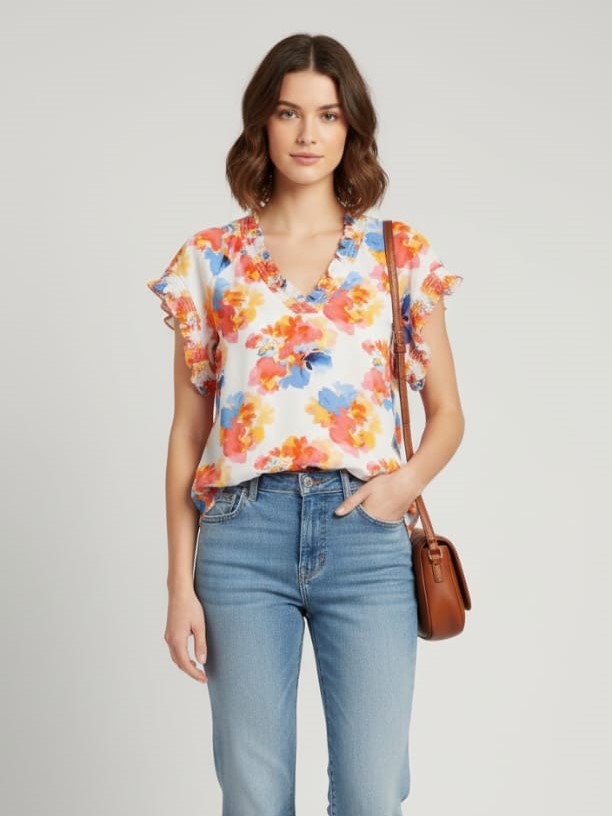 ZAC&RACHEL BLUSA BLANCO FLRS ST815004E