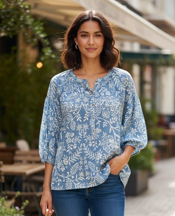 ZAC&RACHEL BLUSA AZUL FLRS BLANCO ST81DW76X