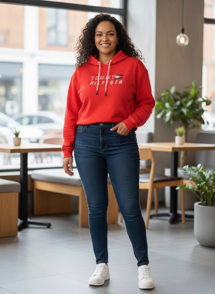 TOMMY SUDADERA UNISEX ROJO TPOT0290