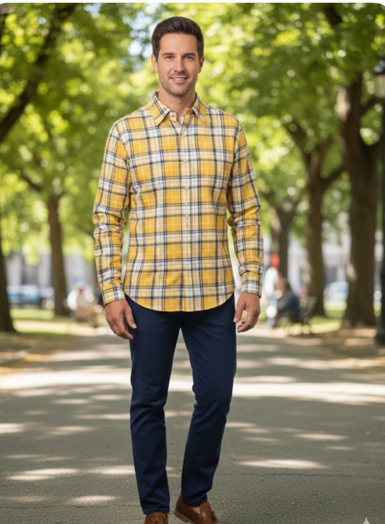 NAUTICA CAMISA CUADRIC.AMARILLO WR3613