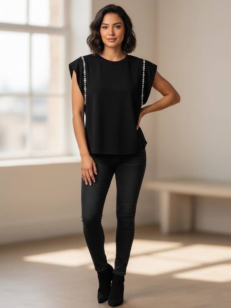 ONTWE BLUSA NEGRO-SILVER MUJER 12301279V