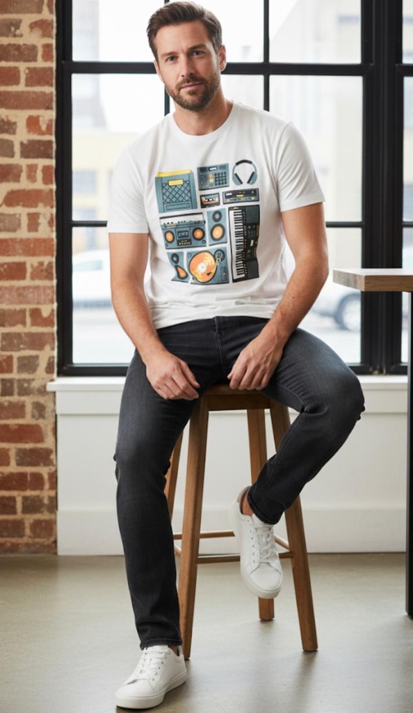 OLD NAVY CAMISETA HOMBRE BLANCO-RADIO