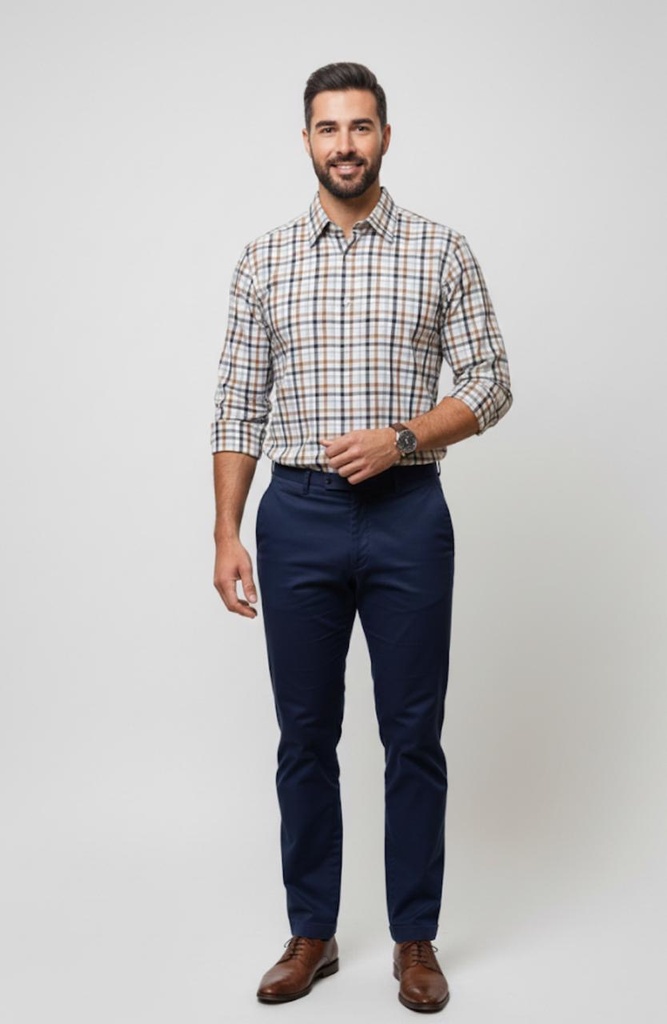 BANANA CAMISA HOMBRE BLANCO CUADRC.CF-NG