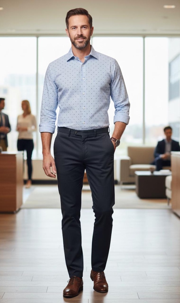 BANANA CAMISA CELESTE PNTS AZUL HOMBRE