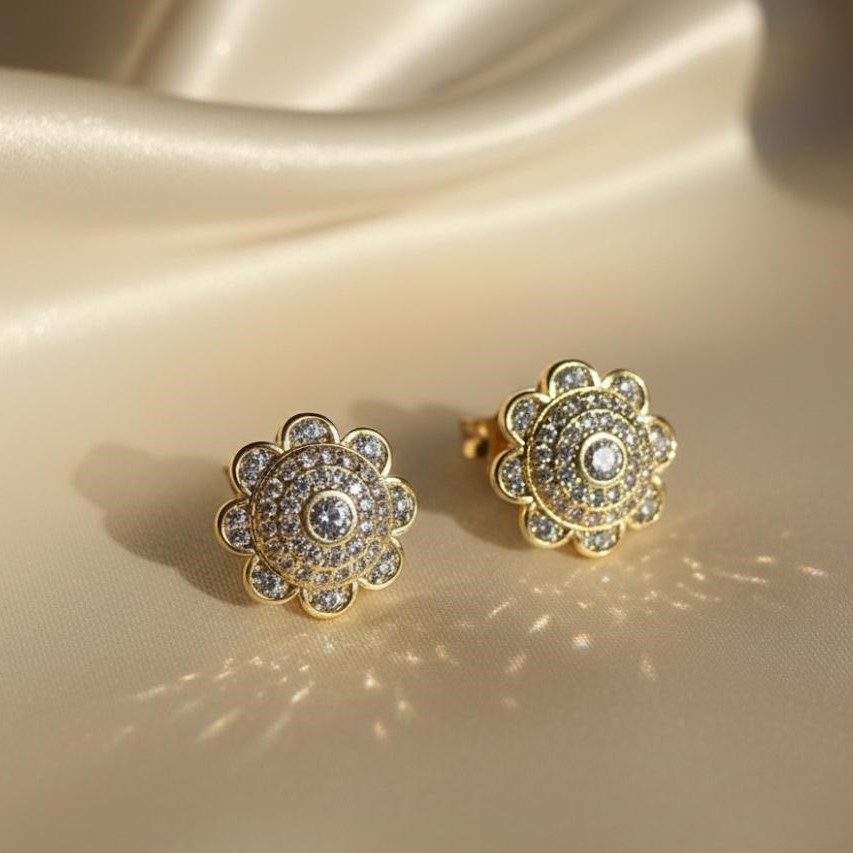 ARETES ENCHAPE FLRS DRD-PLATEADO