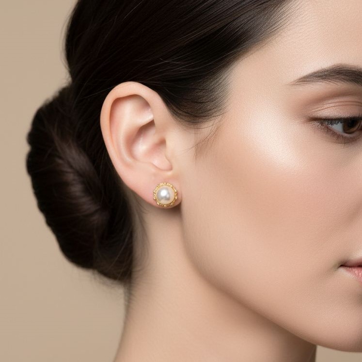 ARETES ENCHAPE CORONA DRD PERLA