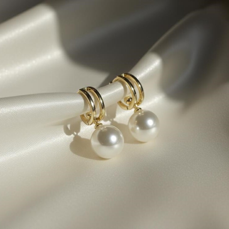 ARETES ENCHAPE DRD PERLA COLGANTE