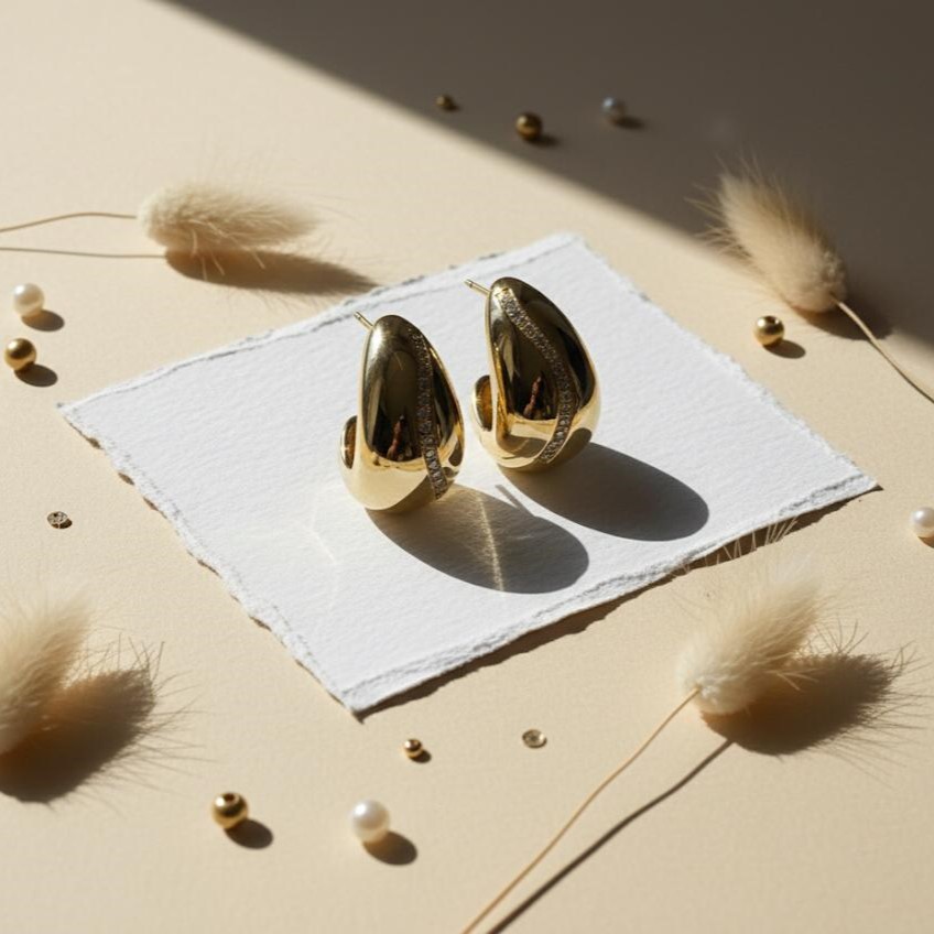 ARETES ENCHAPE GOTAS BRILLANTE