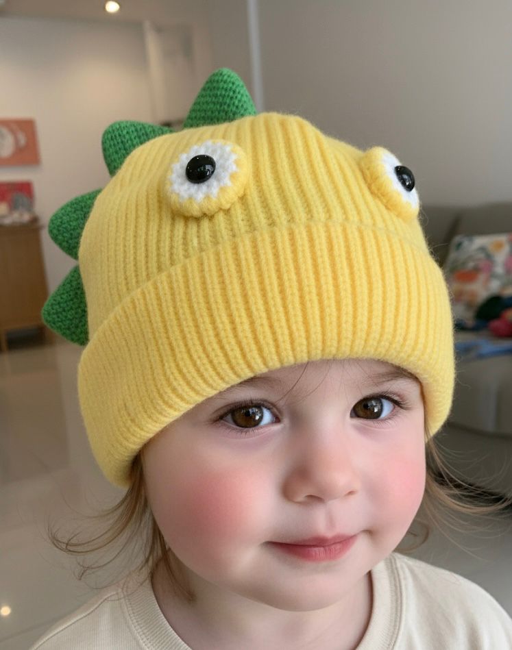 GORRO AMARILLO NIÑ@S DINOSAURIO