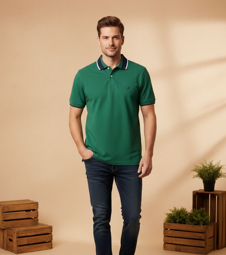 NAUTICA CAMISA C. POLO VERDE