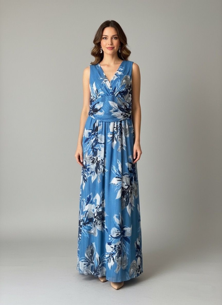 SLNY VESTIDO AZUL FLORES 9171874