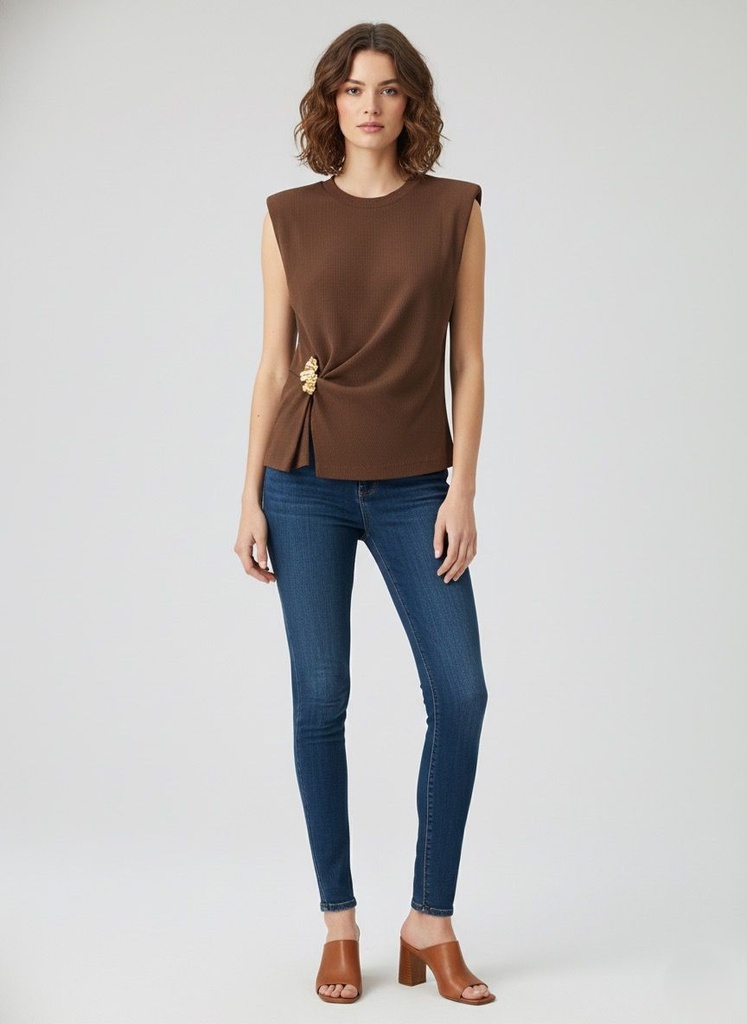 ONTWE BLUSA CAFE ZZ12347220C