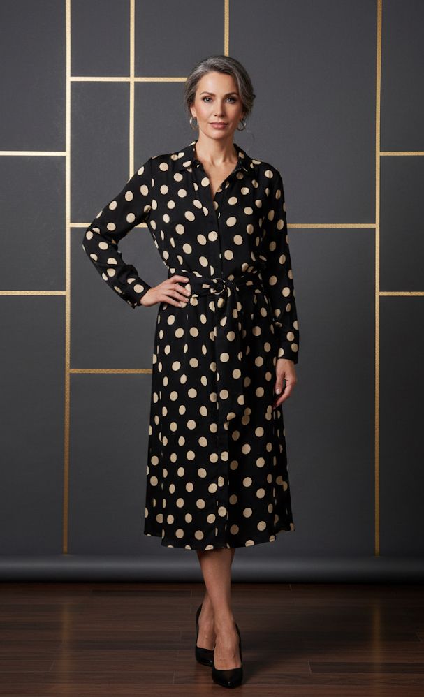 JULIA JORDAN VESTIDO NEGRO PNTS BEIGE ZZJJ41303