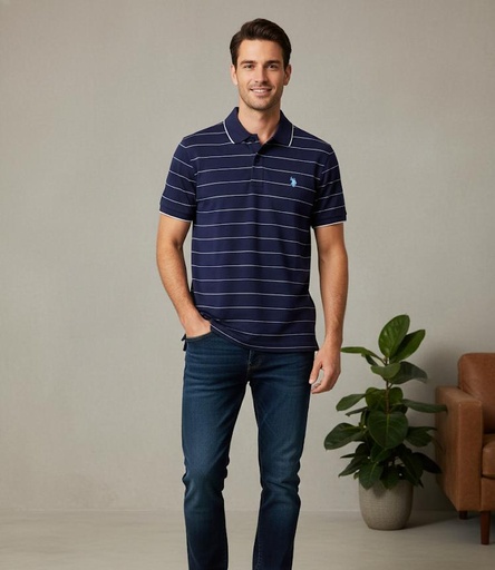 POLO CAMISA AZUL RAYAS BLANCO 11D47750