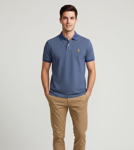 [11D48730] POLO CAMISETA AZUL M. PNTS BLC HOMBRE