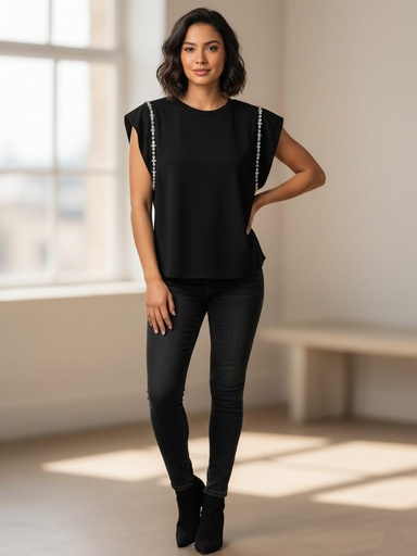 ONTWE BLUSA NEGRO-SILVER MUJER 12301279V