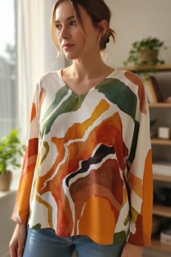 [15118] MILANO BLUSA CAMISETA BLANCO-VERDE-