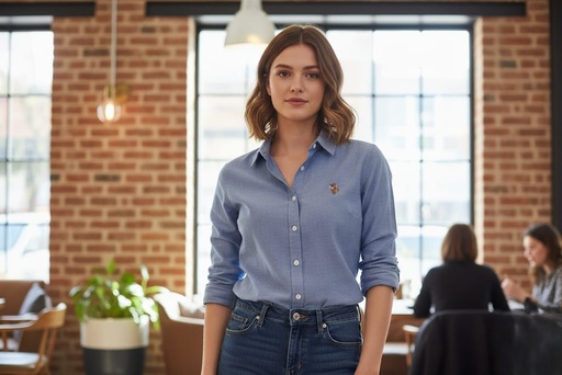 [5859] POLO CAMISA AZUL MUJER