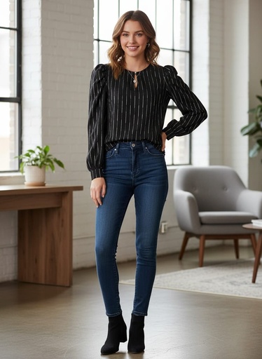 [6644D] ZAC&RACHEL BLUSA NEGRO-SILVER MUJER