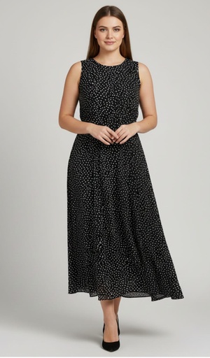 [73082X] SANDRA DARREN VESTIDO M. AZUL M.PNTS