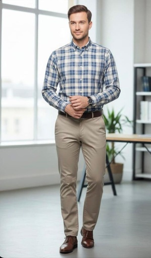 [735472] GAP CAMISA HOMBRE AZUL CUADRIC