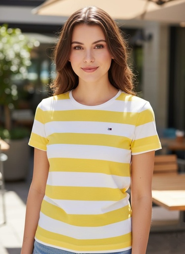 [76J4975] TOMMY CAMISETA AMARILLO-BLANCO