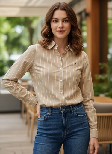 TOMMY CAMISA KAKHI-BLANCO MUJER 76J5205