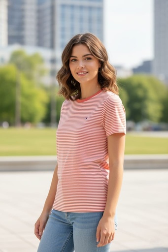 TOMMY CAMISETA NARANJA-BLC LINEAS 76J5262