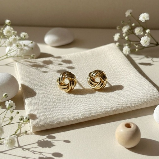 [AE0364] ARETES ENCHAPE FLOR DORADO